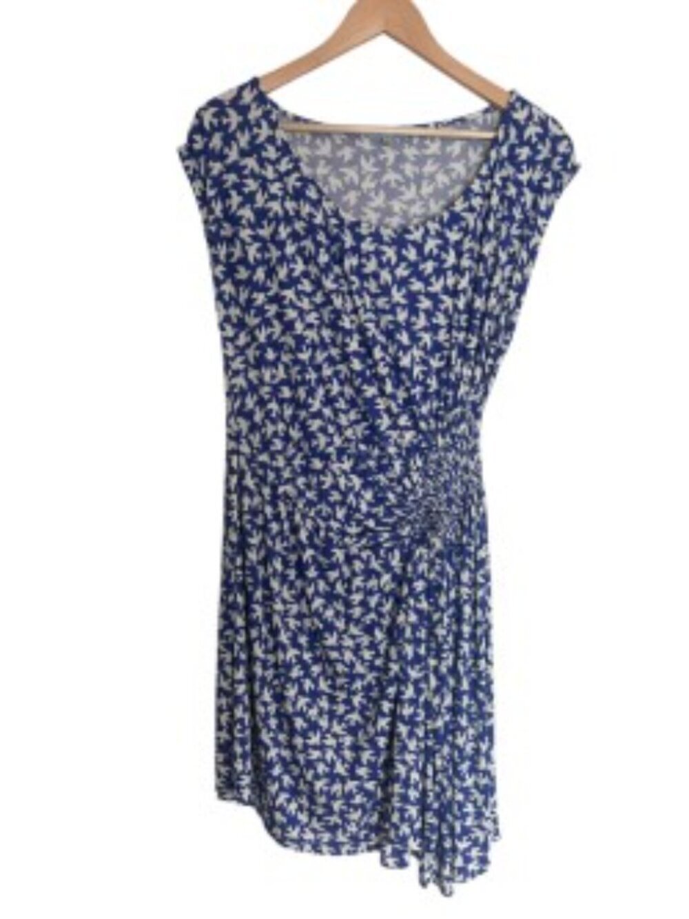 Leifnotes Blue Birdies Print Dress Large